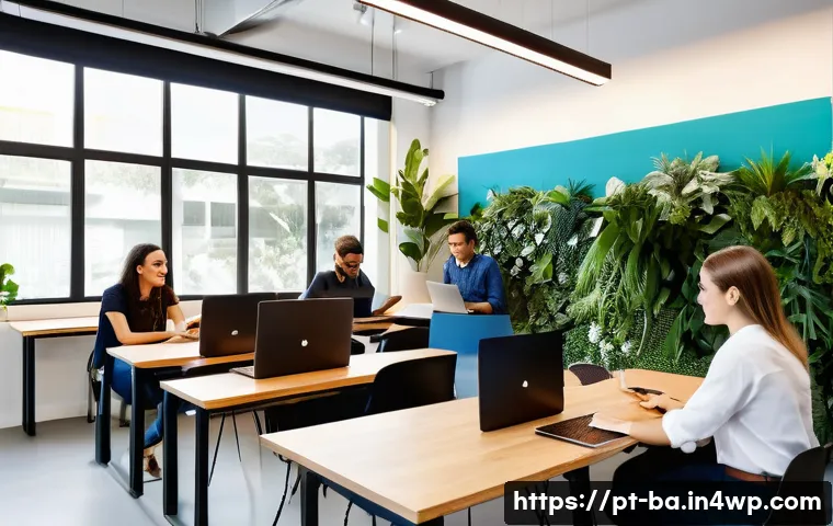모듈식 역량 개발과 전통적 접근 비교 - A modern digital learning environment showcasing a diverse group of young professionals engaged in a...