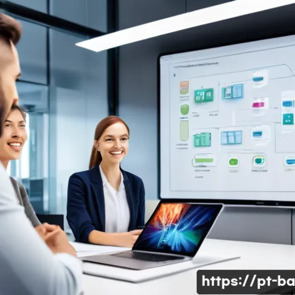 모듈식 접근법의 비교 분석 - A modern software development team collaborating in a bright, open office environment, with diverse ...
